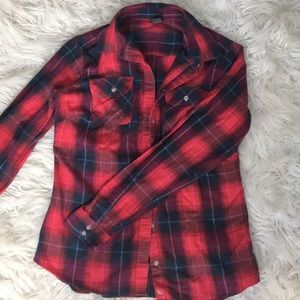 Eddie Bauer Red and navy flannel